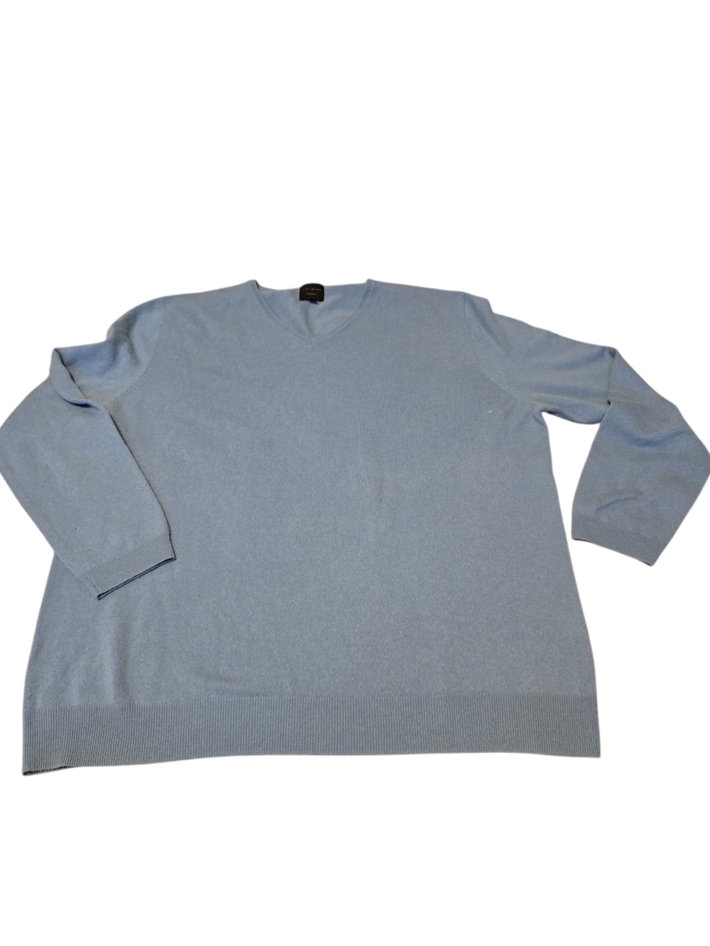 J. Hilburn Men's Cashmere 2XLT Light Blue V-Neck Sweater